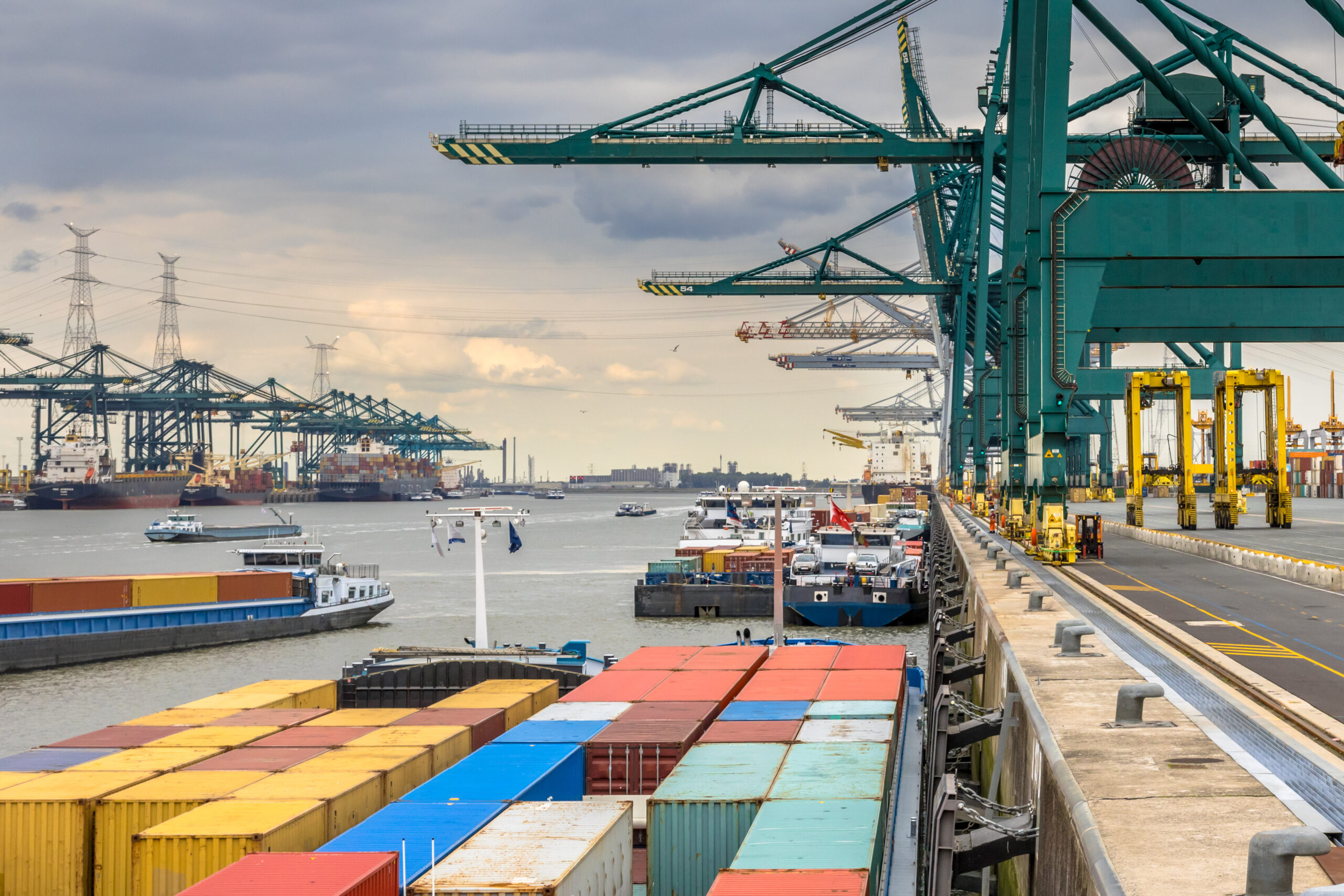 Busy port of Antwerp